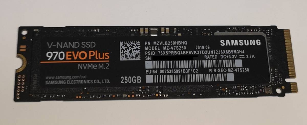 ■送料込■ 中古 SAMSUNG M.2 SSD 970 EVO Plus 250GB_画像2