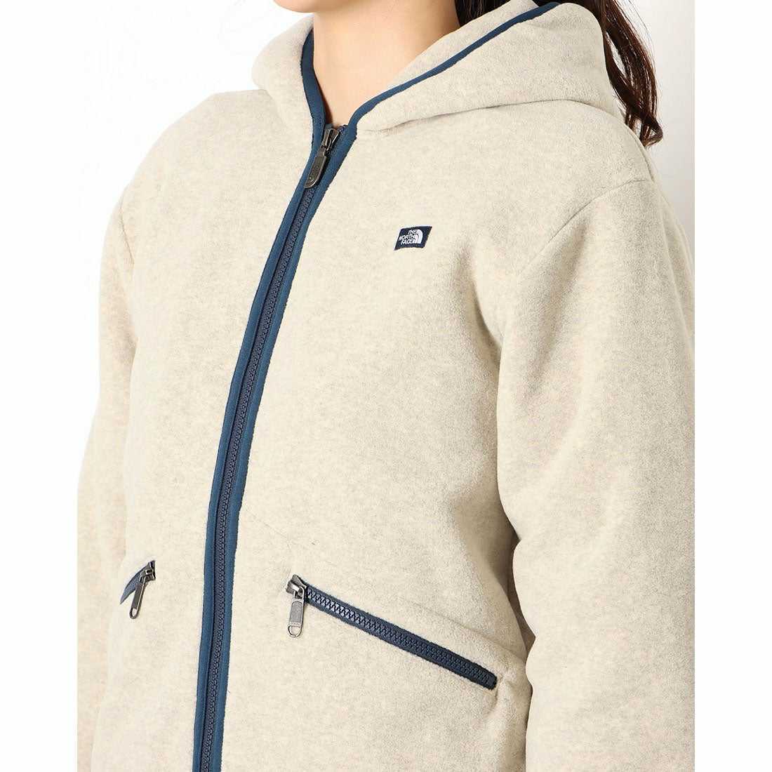 極上品◆THE NORTH FACE ザ ノースフェイス アルマディラフルジップフーディ/フリースジャケット/NAW61831(レディース/S)ベージュ/ネイビー_画像3