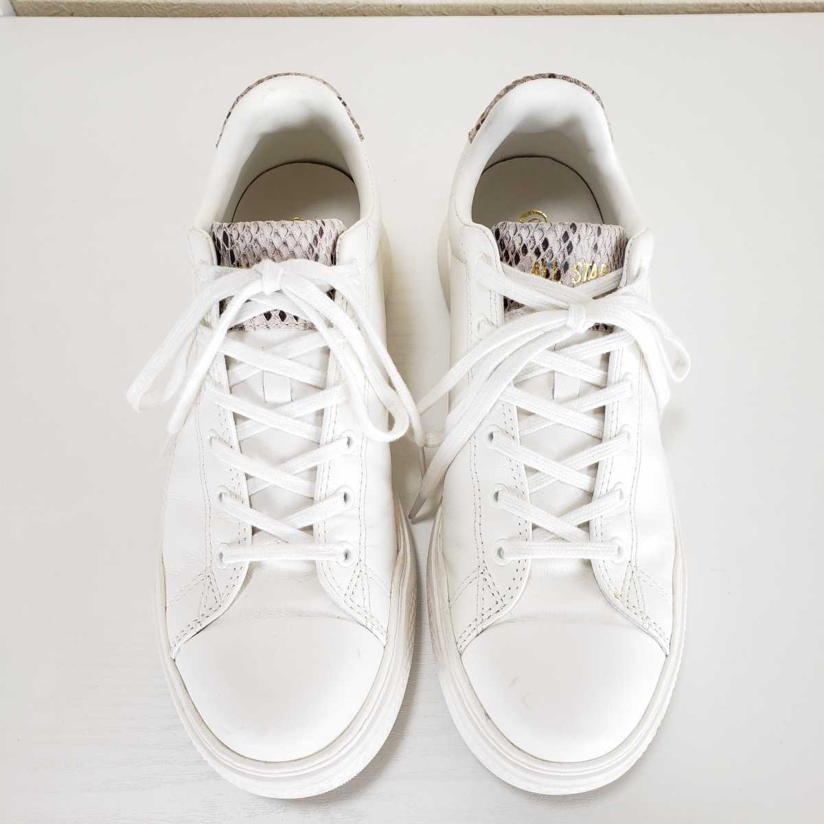 美品◆CONVERSE ALL STAR コンバースオールスター 31304990 本革レザー×パイソン柄 スニーカー/ローカット(US6.5■25cm)白/ホワイト