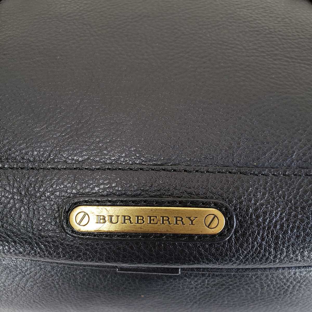 美品◆BURBERRY バーバリー 牛革レザー ハンドバッグ/ボストンバッグ/裏地ノバチェック(黒/ブラック/BLK)_画像6