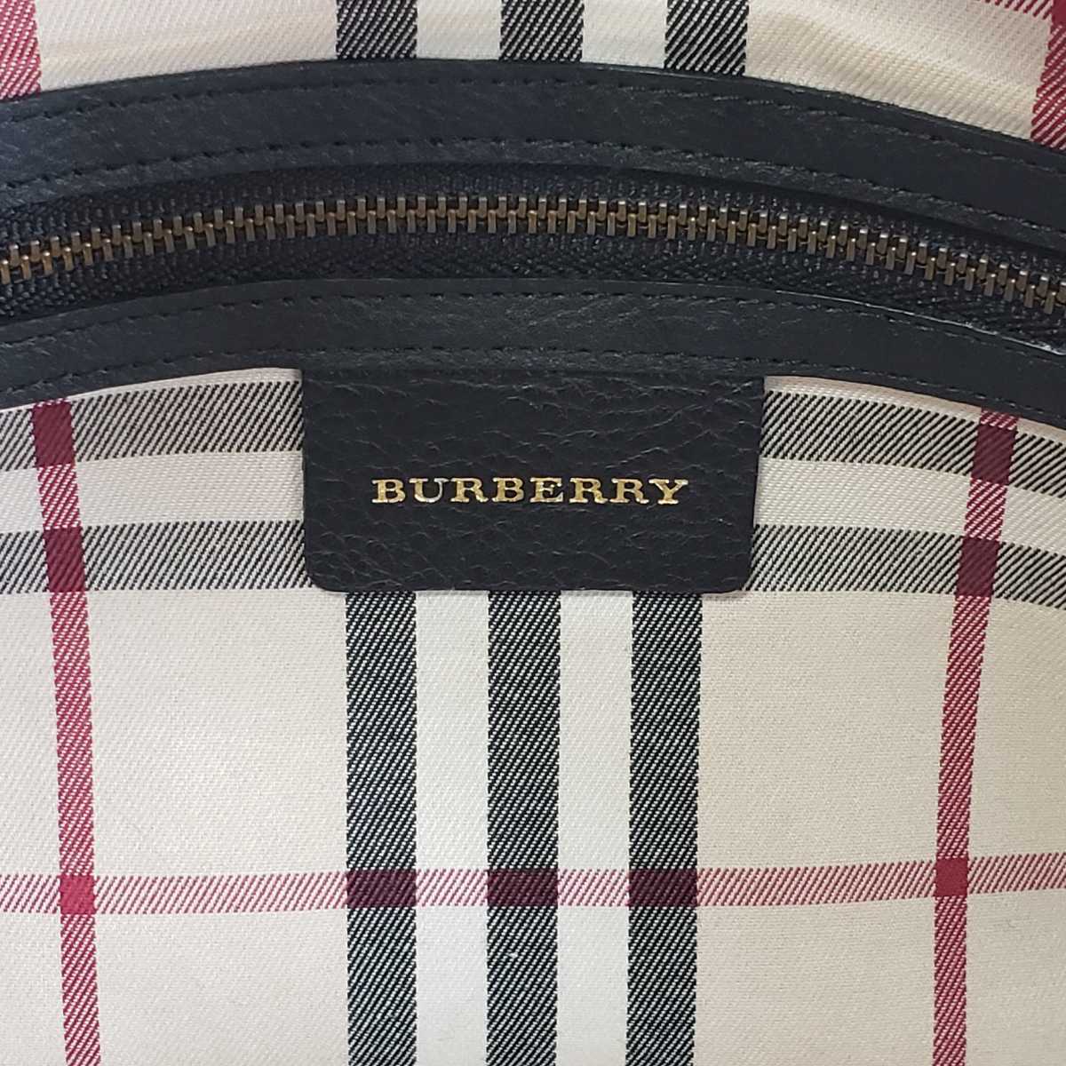 美品◆BURBERRY バーバリー 牛革レザー ハンドバッグ/ボストンバッグ/裏地ノバチェック(黒/ブラック/BLK)_画像7