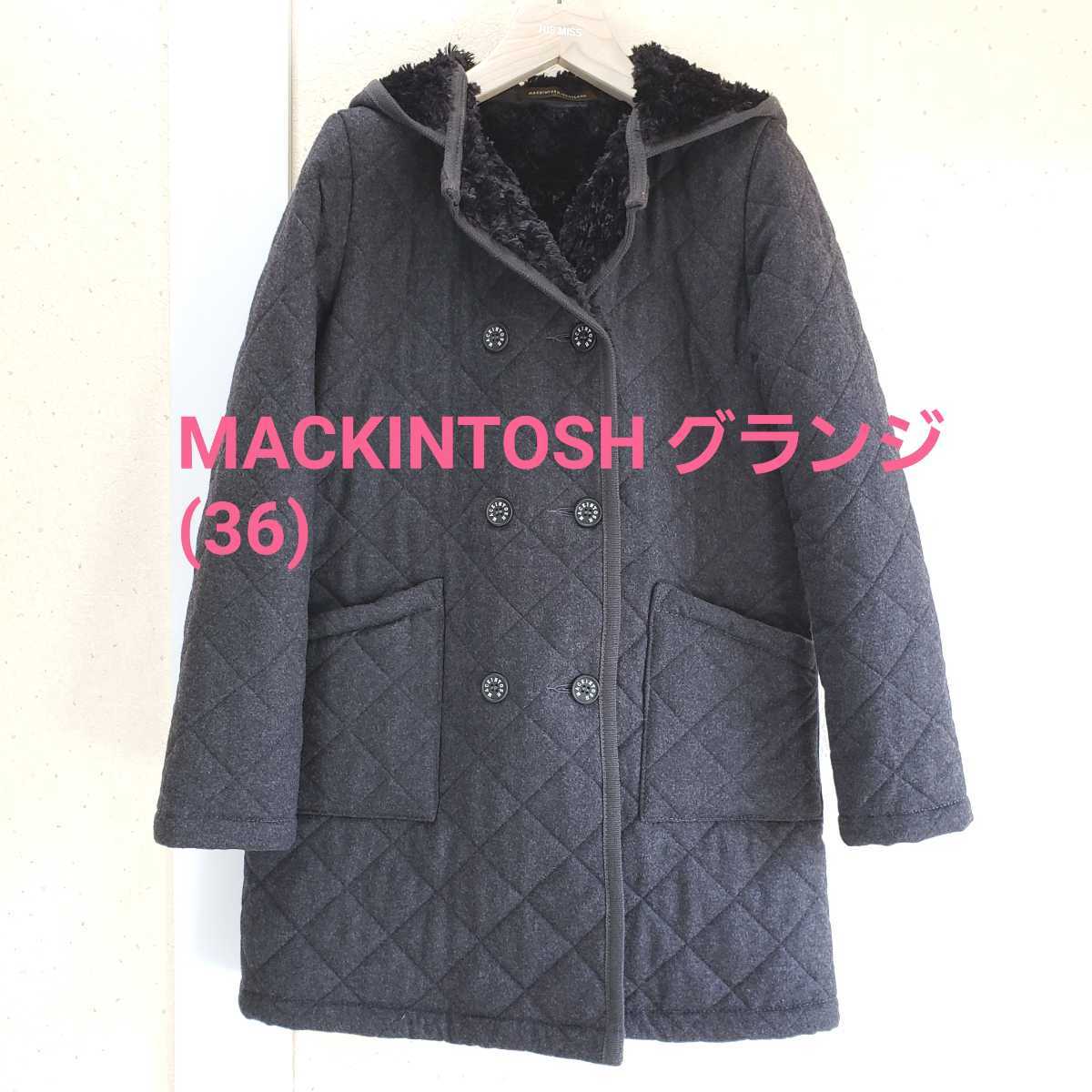  прекрасный товар *MACKINTOSH Macintosh gran ji шерсть 100%/ шерсть ткань стеганое полотно боа пальто / с капюшоном .( размер 36) темно-серый 
