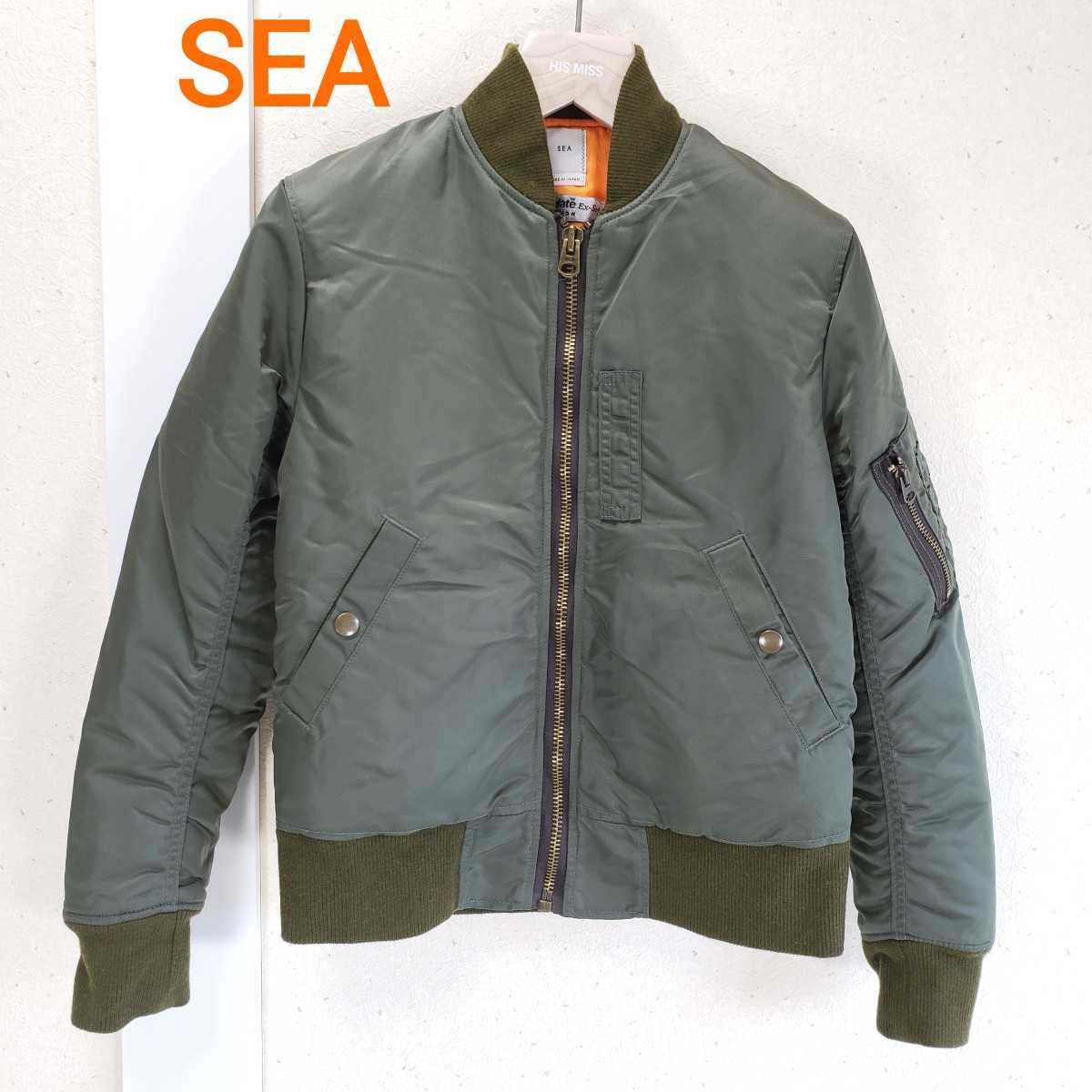 美品◆SEA シー ミリタリー フライトジャケット/MA-1/中綿 Thinsulate シンサレート使用(0■Sサイズ位)カーキ_画像1