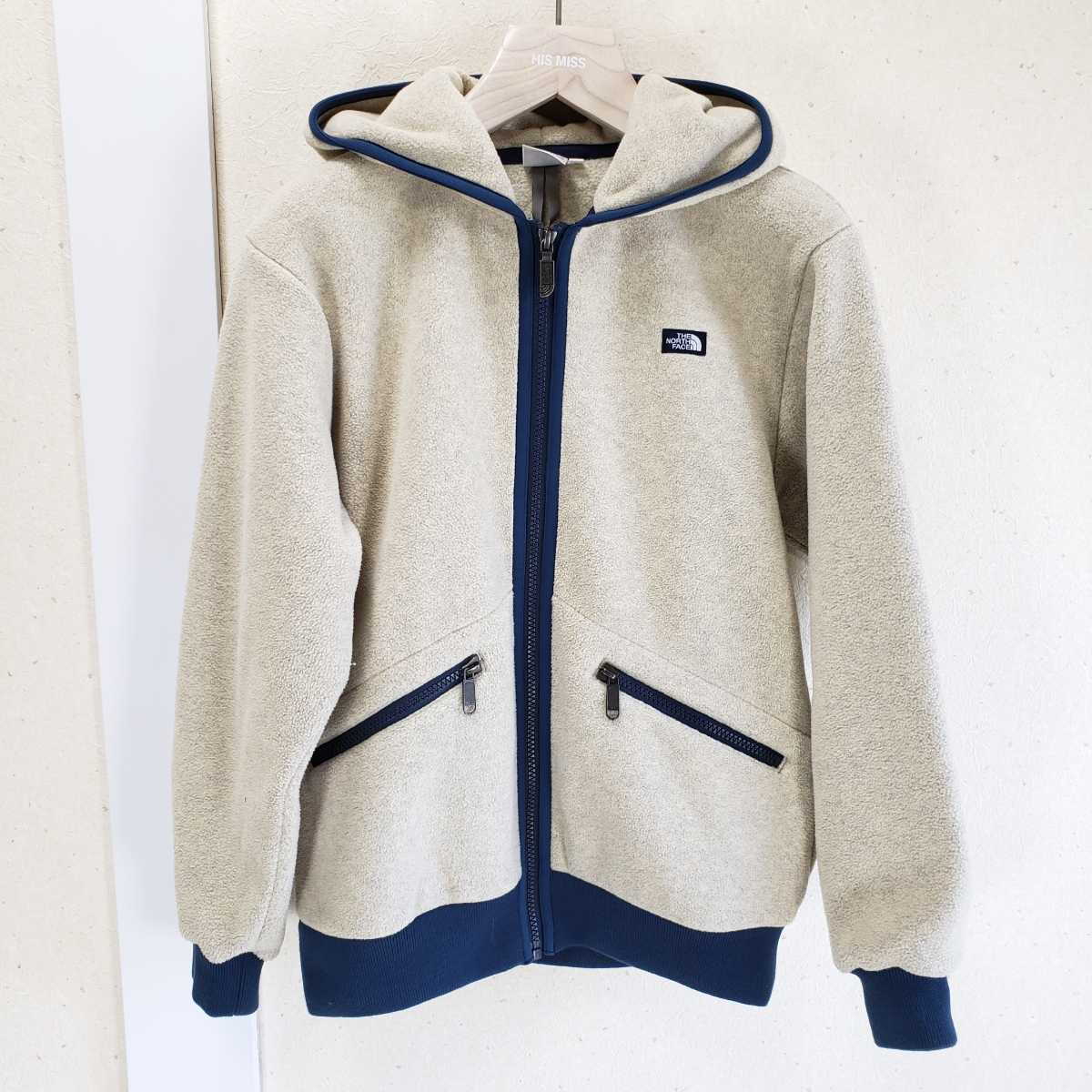 極上品◆THE NORTH FACE ザ ノースフェイス アルマディラフルジップフーディ/フリースジャケット/NAW61831(レディース/S)ベージュ/ネイビー_画像4