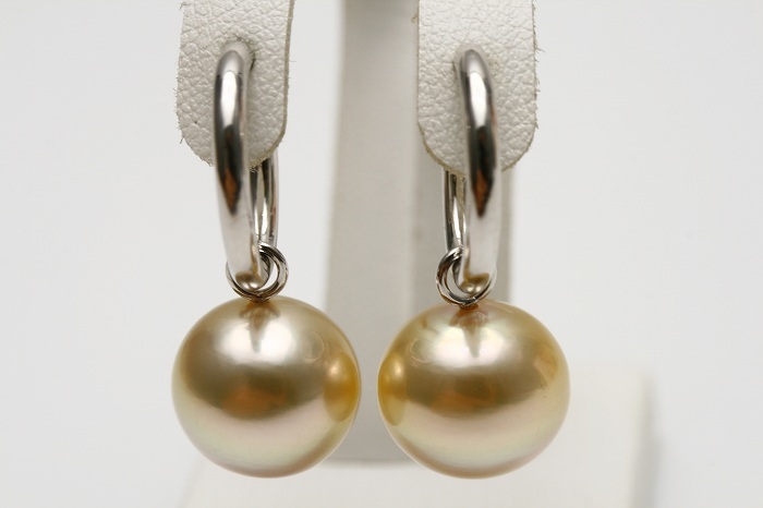  south . White Butterfly pearl pearl hoop earrings earrings 11mm pink color K14WG made 