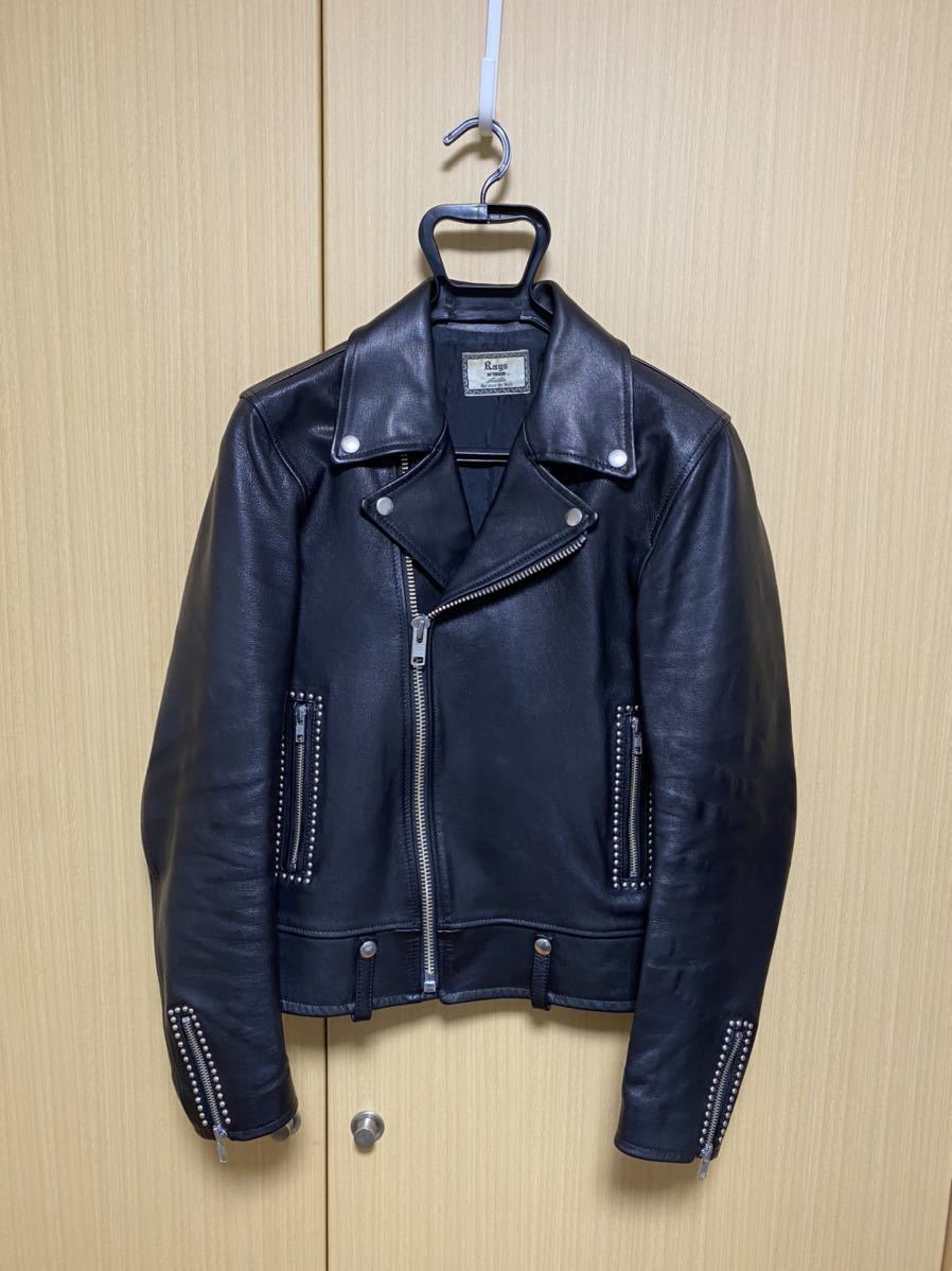 定価22万円 Rags McGREGOR DOUBLE RIDERS STUDS LEATHER JACKET ラグスマックレガー  ダブルライダーススタッズレザージャケット 『M』 羊革