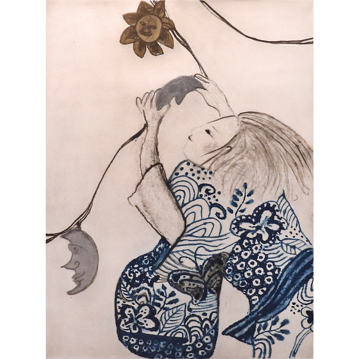 返品不可】 絵画 フジコ・ヘミング 夏の夕 人物画 メルちゃん 作家直筆