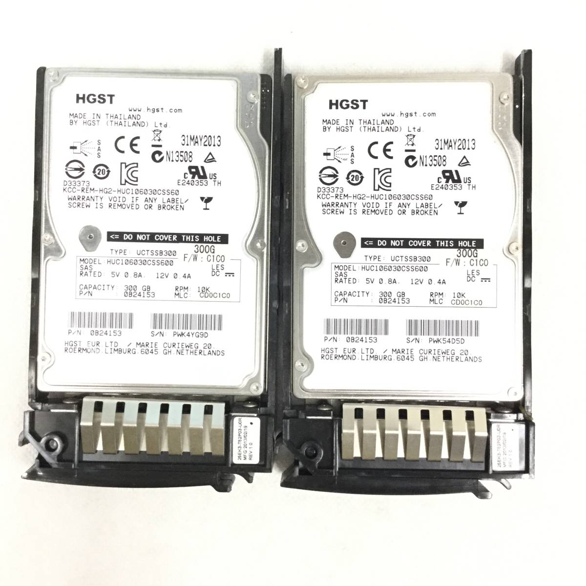 S40110492 HGST 300GB SAS 10K HDD 2.5インチ 2点【中古動作品】_画像1