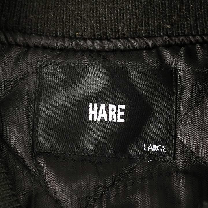 ハレ 中綿ブルゾン 袖切り替え ジャケット アウター ウール混 メンズ Lサイズ ブラック HARE_画像2