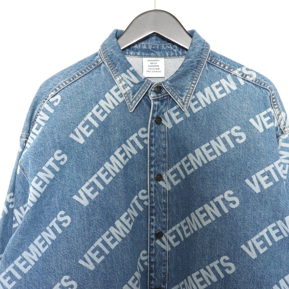 VETEMENTS 総柄デザインデニムジャケット UE51SH930B インディゴ XS