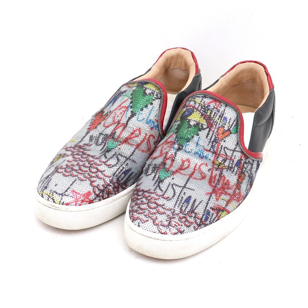 CHRISTIAN LOUBOUTIN spangled graphics lipon sneakers silver group 43 Christian Louboutin 