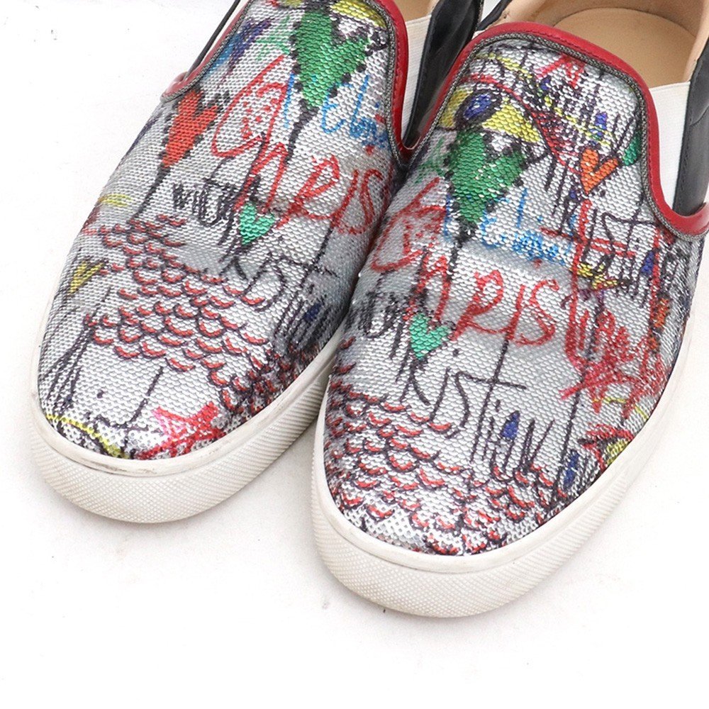 CHRISTIAN LOUBOUTIN spangled graphics lipon sneakers silver group 43 Christian Louboutin 