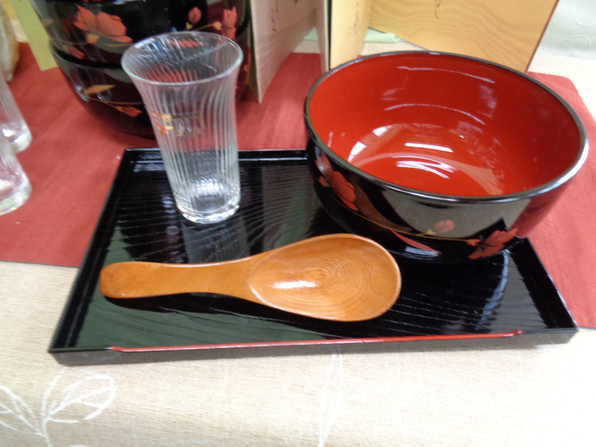 桂由美デザイン　おもてなし和食器セット　5客　お膳・大碗・スプーン・グラス・箸　未使用品