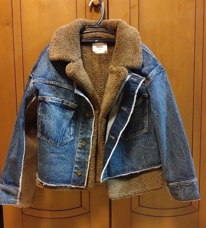 AMERI MOUTON LAYERED DENIM JACKET レディースファッション コート