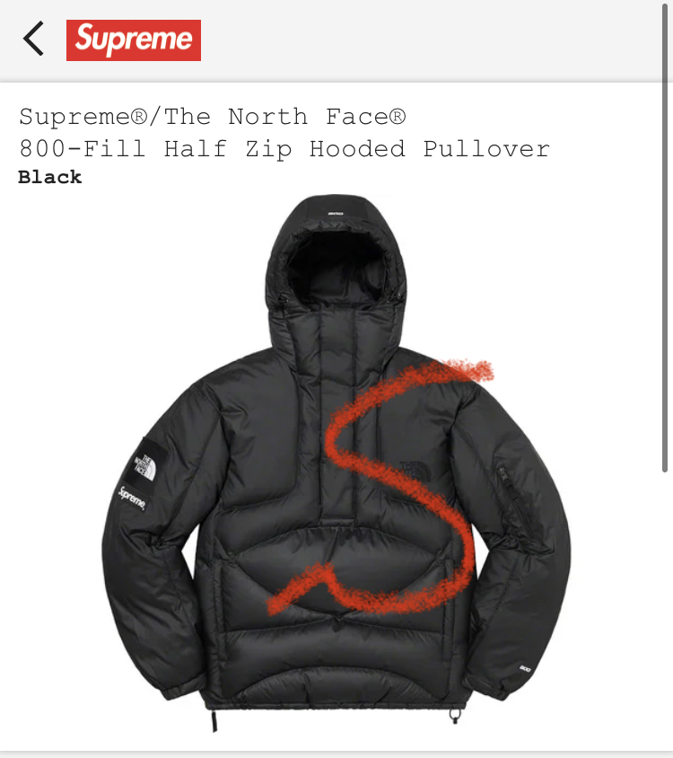 新品正規】黒 S 22aw Supreme The North Face 800-Fill Half Zip Hooded Pullover  down parka 800fill ノースフェイス シュプノース