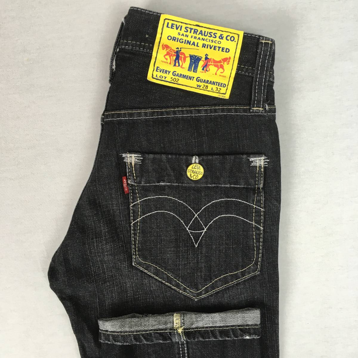 Levi's リーバイス 502 00502-0171 10年 ブラック デニム パンツ ジーンズ W28 L32 ジップフライ ユーズド加工_画像1