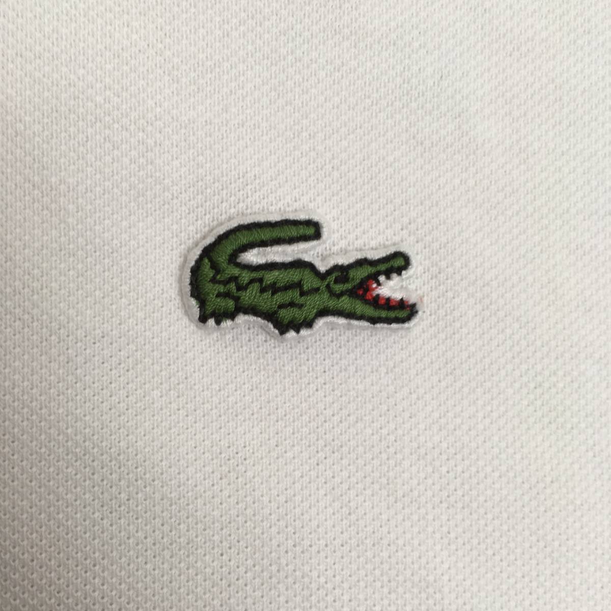 LACOSTE ラコステ ポロシャツ L1312Y 鹿の子 サイズ7 ホワイト 日本製 長袖 シャツ_画像6