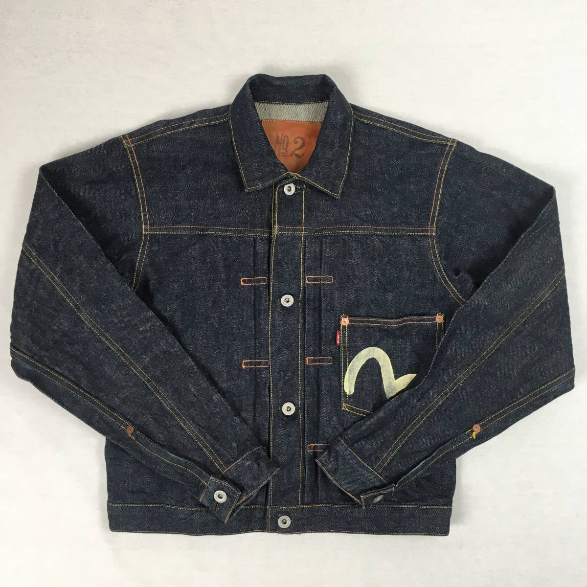 EVISU エヴィス 大戦モデル Lot1213 No.2 1st ファーストタイプ 日本製 ジージャン デニムジャケット サイズ36 濃紺 月桂樹 EVISタブ_画像1