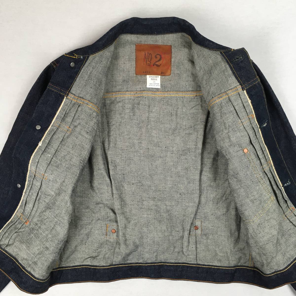 EVISU エヴィス 大戦モデル Lot1213 No.2 1st ファーストタイプ 日本製 ジージャン デニムジャケット サイズ36 濃紺 月桂樹 EVISタブ_画像9