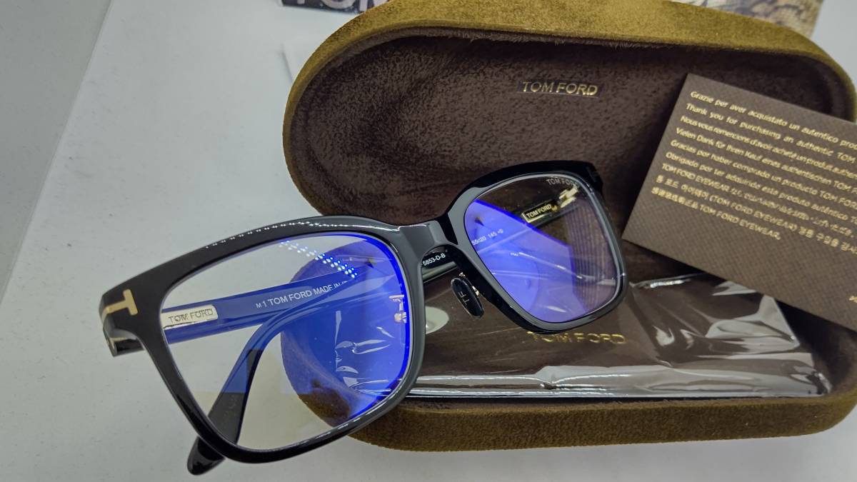 トムフォード 眼鏡 ブルーカットレンズ 新品 税込 送料無料 TF5853-D-B 001 ブラックカラー