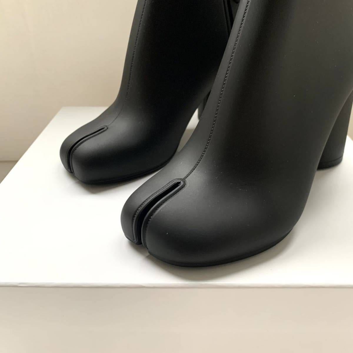 新品 2022AW メゾンマルジェラ Tabi タビ ラバー アンクル ブーツ 37 定12.32万 黒 ブラック レディース Maison Margiela ブラックヒール_画像5