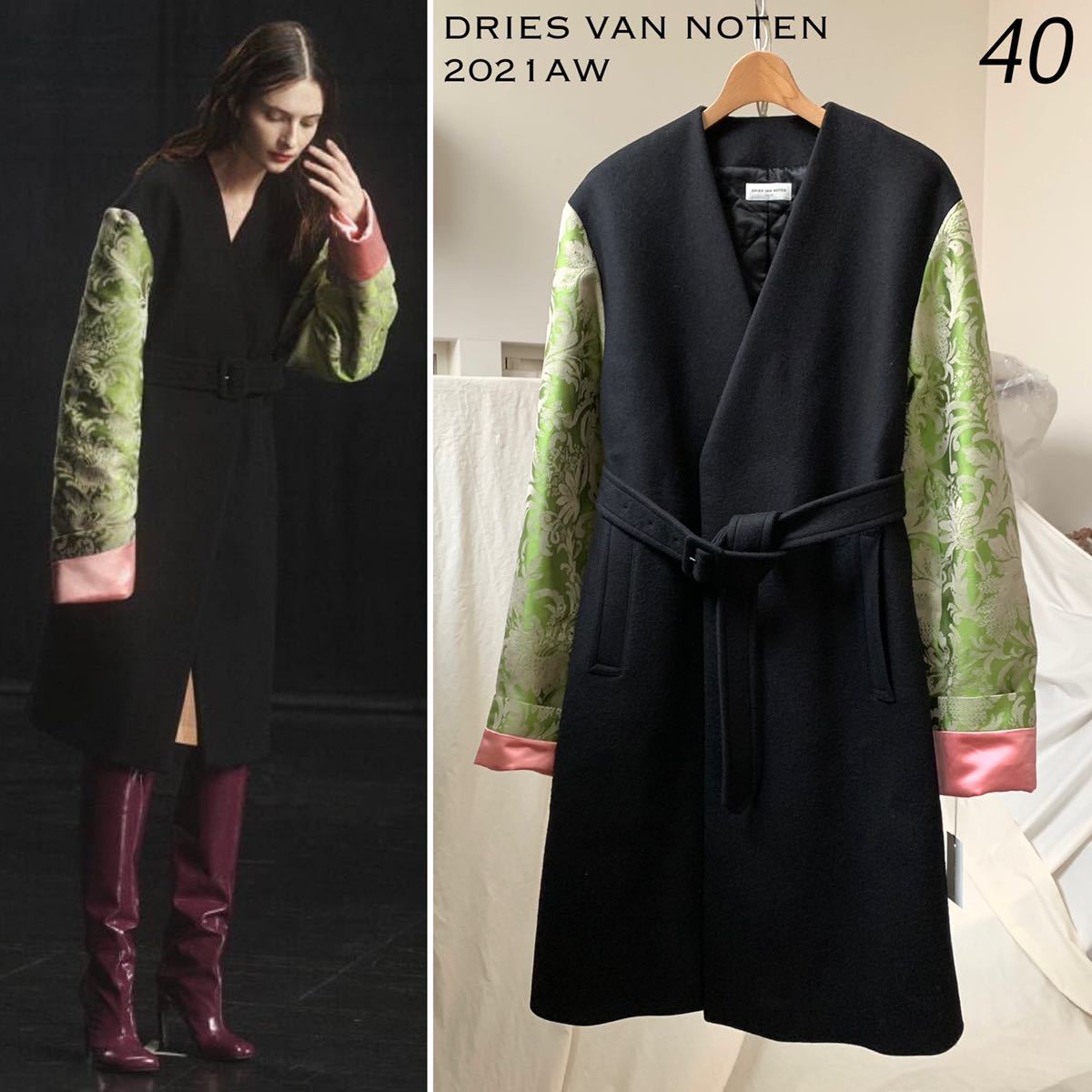 新品 2021AW DRIES VAN NOTEN ドリスヴァンノッテン RUBYS BIS 3324 W.W.COAT ウール コート 40 定24.97万 レディース 黒 ブラック