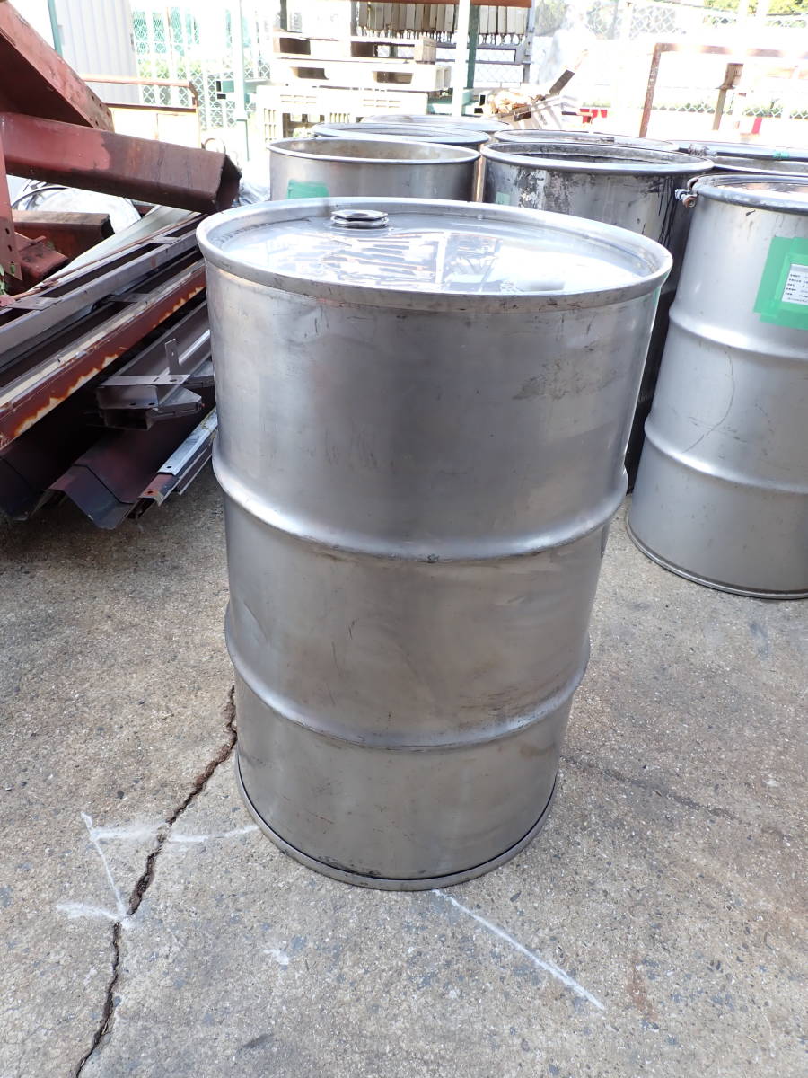 102001ステンレス製 クローズドドラム缶 200L 燃料 原料 溶剤 保管 薬品 DIY焚き火台西_画像4
