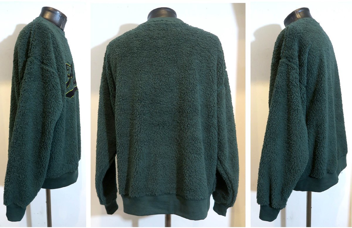 新品 Lサイズ ボアトレーナー サガラ刺繍 3510 70 緑 グリーン GREEN メンズ 厚手のセーター 大きなサイズ ビッグサイズ ロゴ入り_画像2