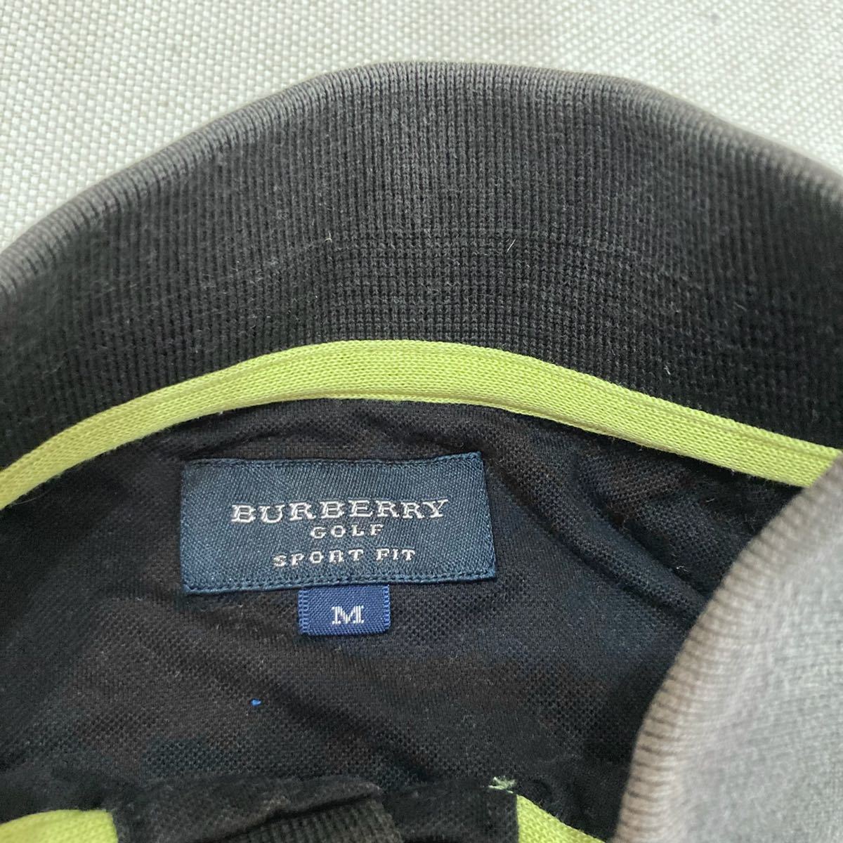 Burberry GOLF SPORTS FIT ポロシャツ 016-7 ブラック イエロー ポロシャツ メンズ M スポーツ ゴルフウェア イギリスの画像6