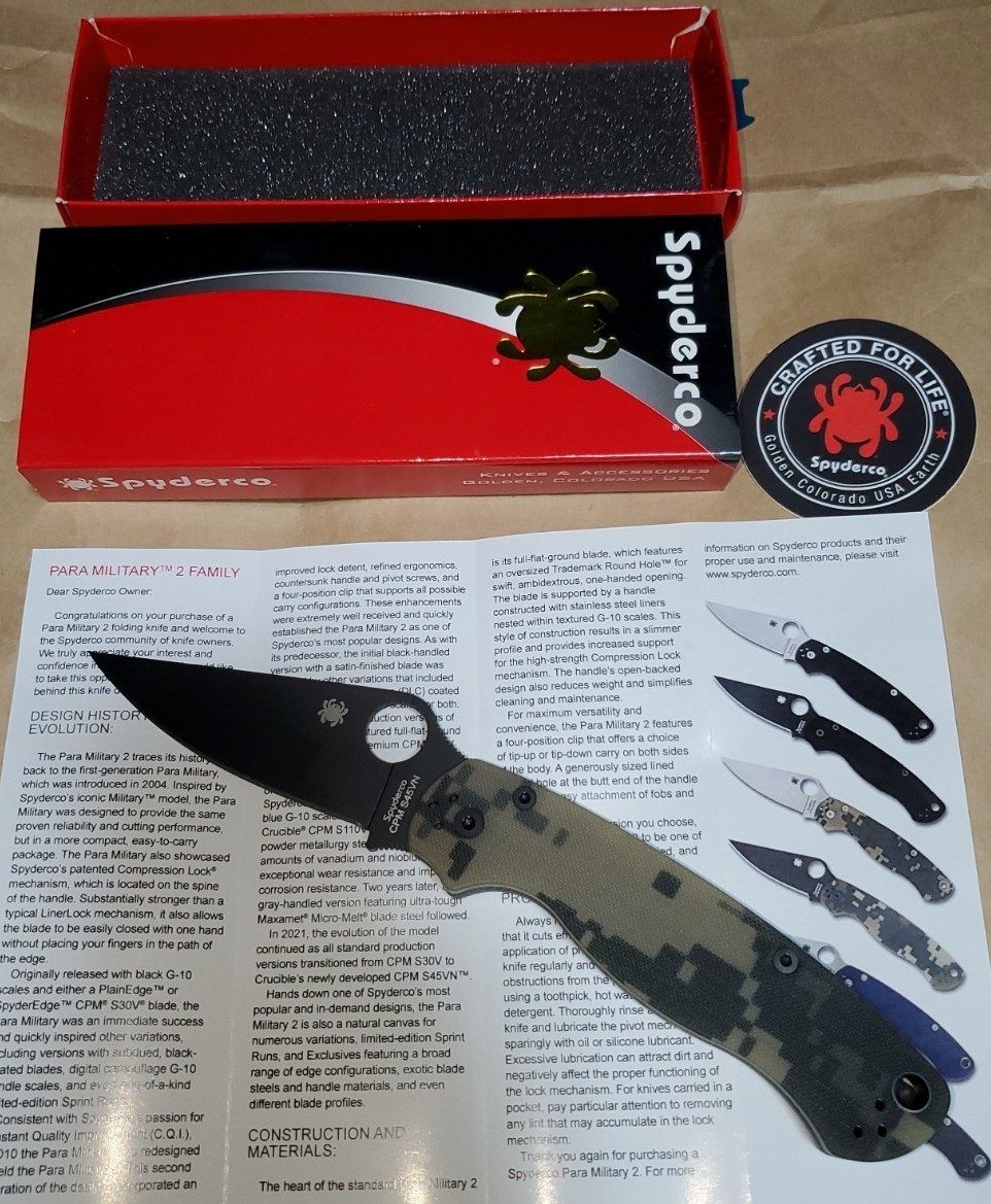 Spyderco スパイダルコ パラミリタリー2 ブラックカモ