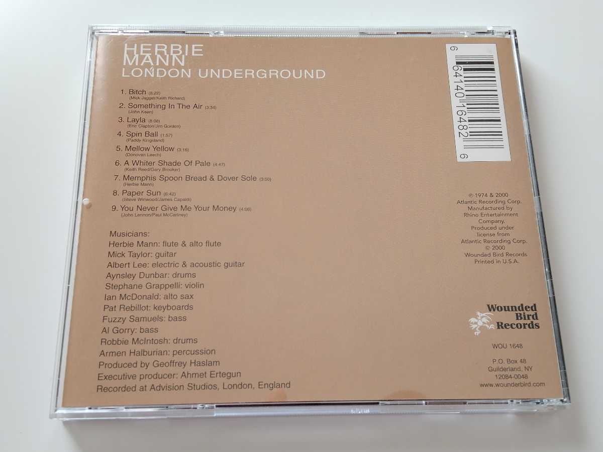 【2000年希少盤】Herbie Mann/London Underground CD WOUNDED BIRD REC WOU1648 74年JAZZ ROCK名盤,Mick Taylor,Albert Lee,Aynsley Dunbar_画像2