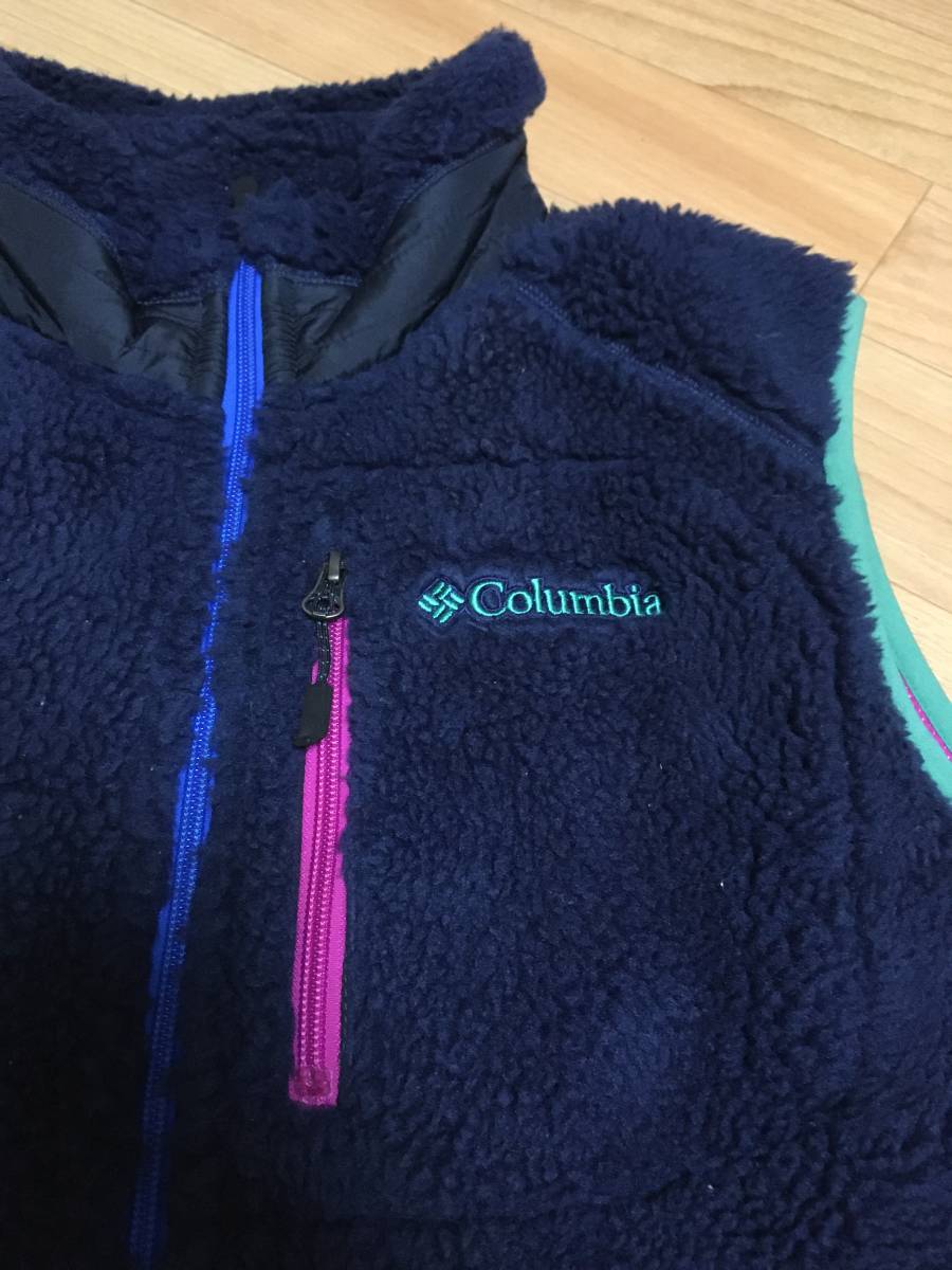 columbia コロンビア ARCHER RIDGE VEST アーチャーリッジベスト レトロベスト ボア フリース patagonia north face M 紺 ネイビー 古着