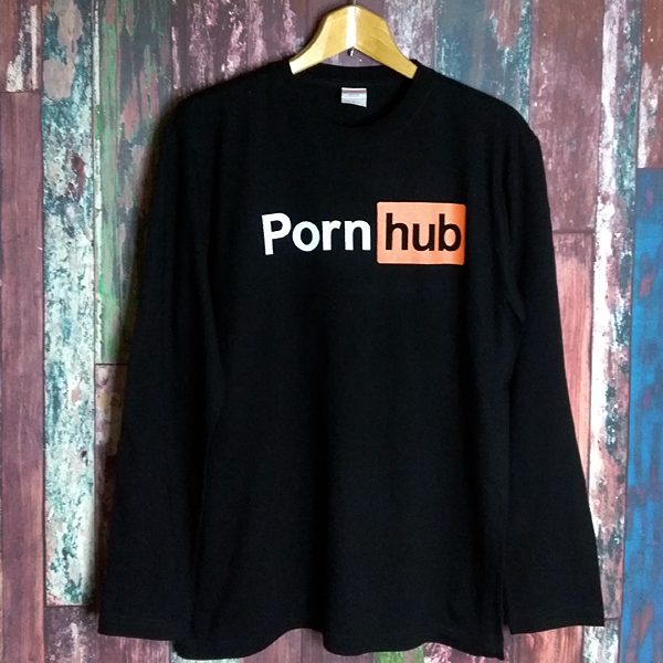 送込　ポルノハブ　Pornhub　ロンT　長袖Tシャツ　黒　Mサイズ_画像1
