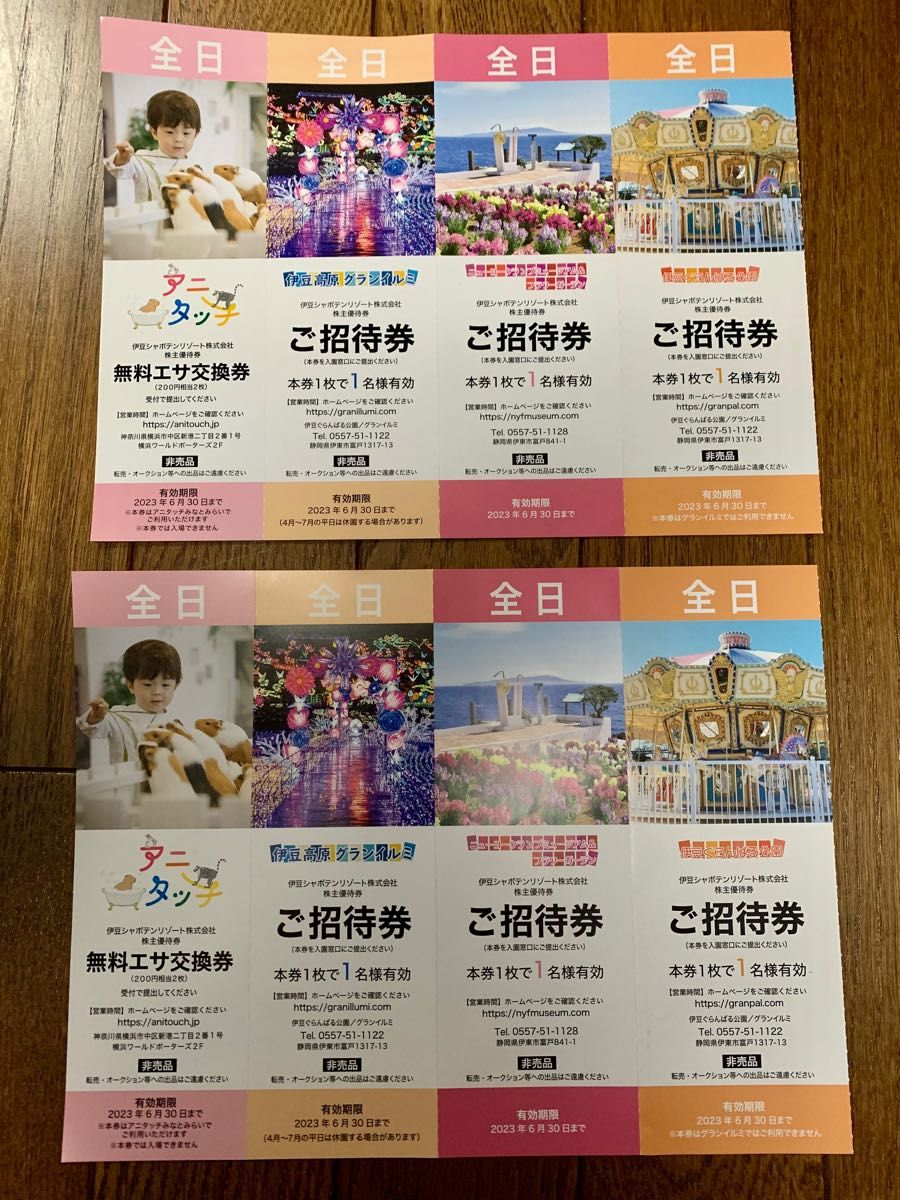 伊豆シャボテンリゾート 全日2名分(1名×2セット) 匿名配送