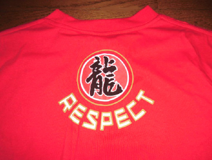 Bruce Lee ブルース・リー 龍 RESPECT Tシャツ 半袖 コットン カットソー RED L 使用少 美品/李小龍ドラゴン截拳道ジークンドー空手JKD武道の画像4