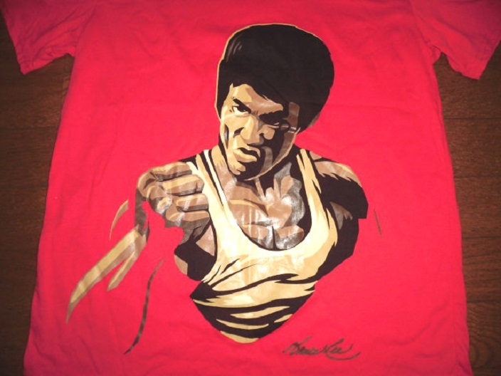Bruce Lee ブルース・リー 龍 RESPECT Tシャツ 半袖 コットン カットソー RED L 使用少 美品/李小龍ドラゴン截拳道ジークンドー空手JKD武道の画像3
