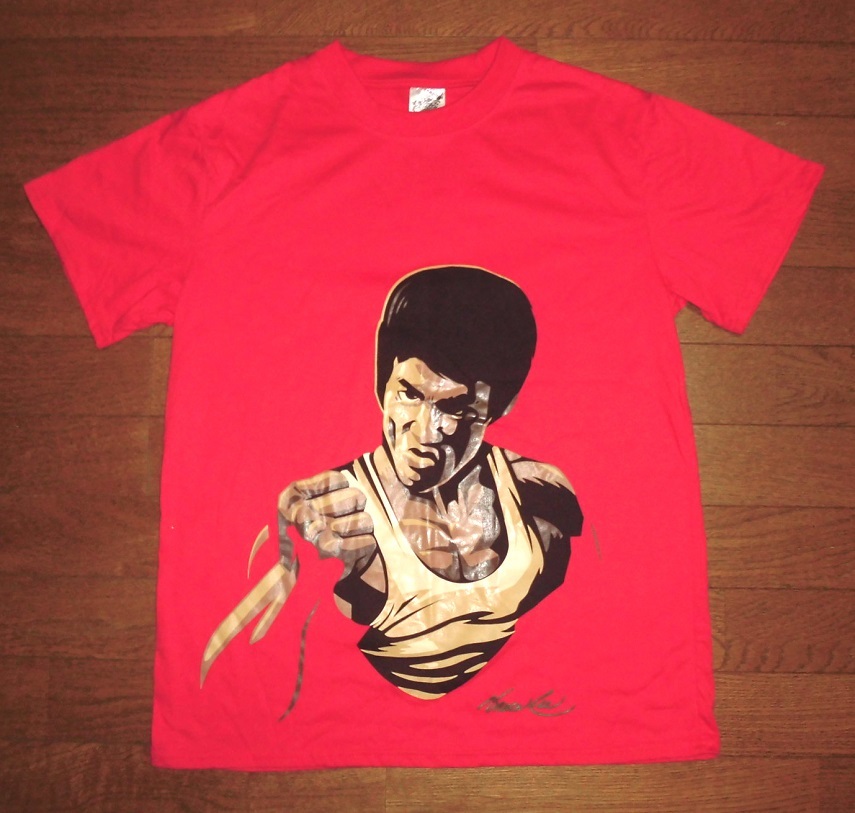 Bruce Lee ブルース・リー 龍 RESPECT Tシャツ 半袖 コットン カットソー RED L 使用少 美品/李小龍ドラゴン截拳道ジークンドー空手JKD武道の画像1