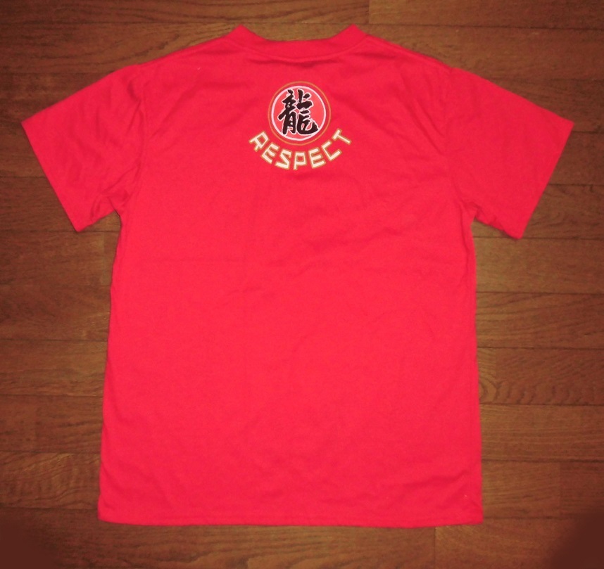 Bruce Lee ブルース・リー 龍 RESPECT Tシャツ 半袖 コットン カットソー RED L 使用少 美品/李小龍ドラゴン截拳道ジークンドー空手JKD武道の画像2