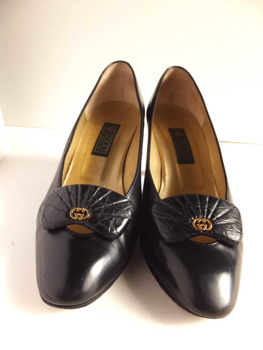 ヤフオク! - GUCCI グッチ GG金具ロゴ パンプス 34 1/2（...