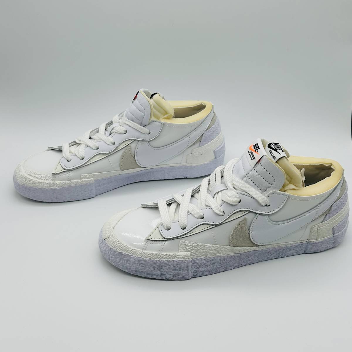 【新品未使用】 Nike Blazer Low sacai White Patent Leather DM6443-100 サカイ ナイキ ブレーザー ロー ホワイト グレー dunk yeezy