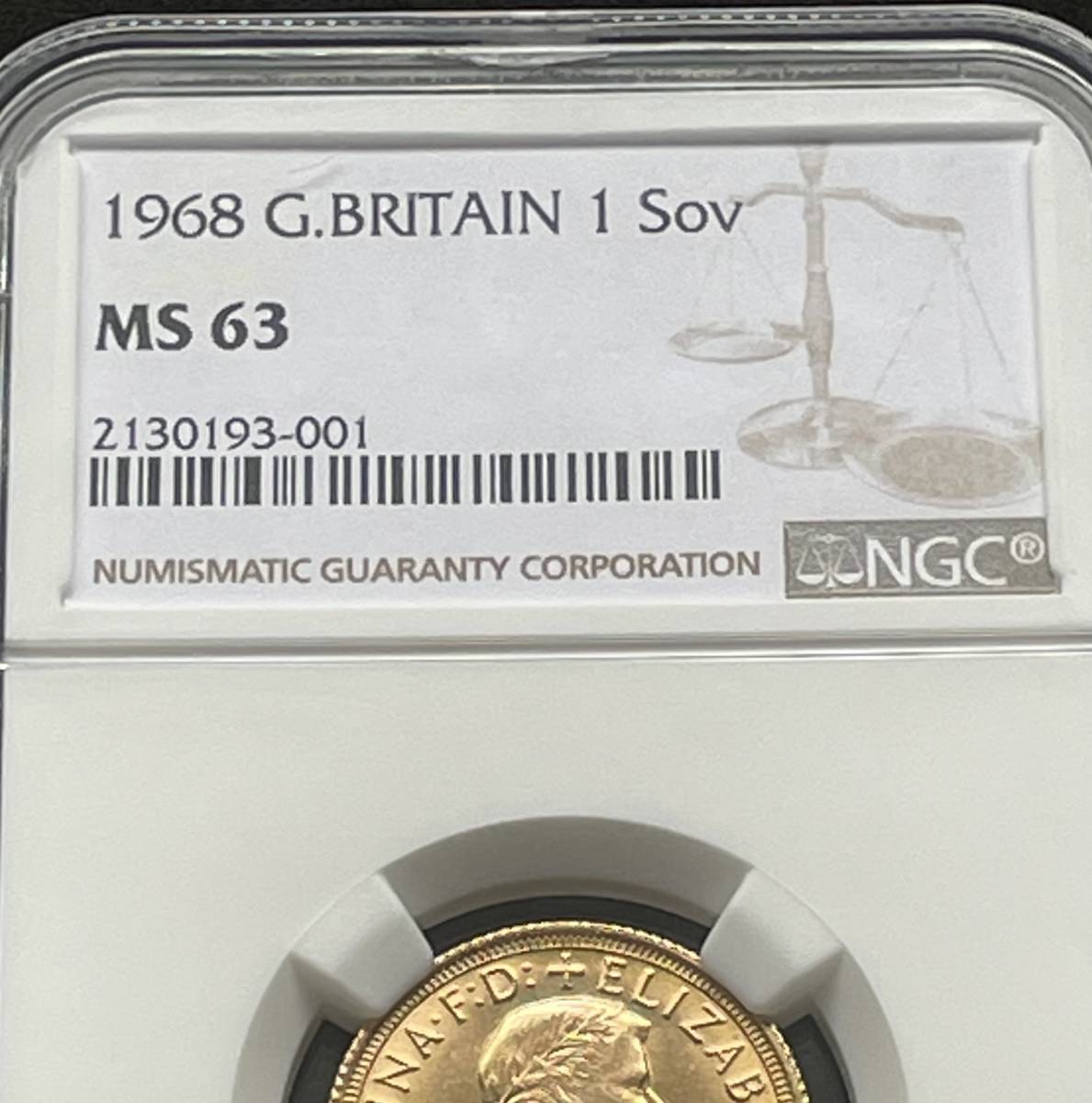 最終年度発行 ヤングヤング】ソブリン金貨 1968年 イギリス エリザベス