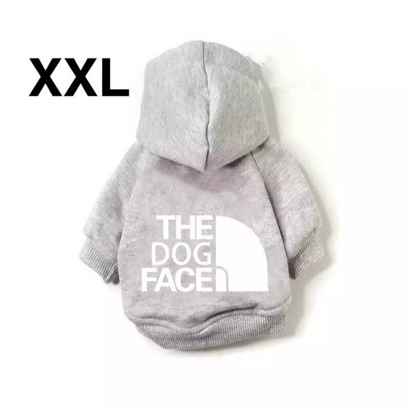 The dogfaceドッグフェイス　犬服パーカーペット用洋服ドッグウェアグレーXXLサイズ白文字！