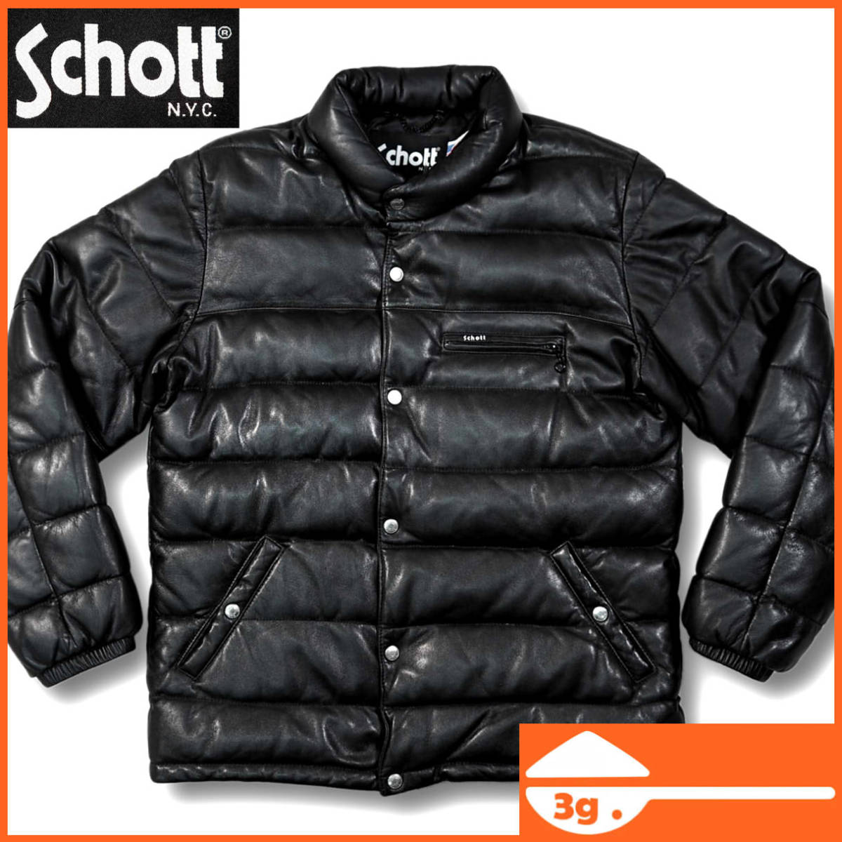 即決☆Schott☆メンズXL オールレザーダウンジャケット ショット 本革