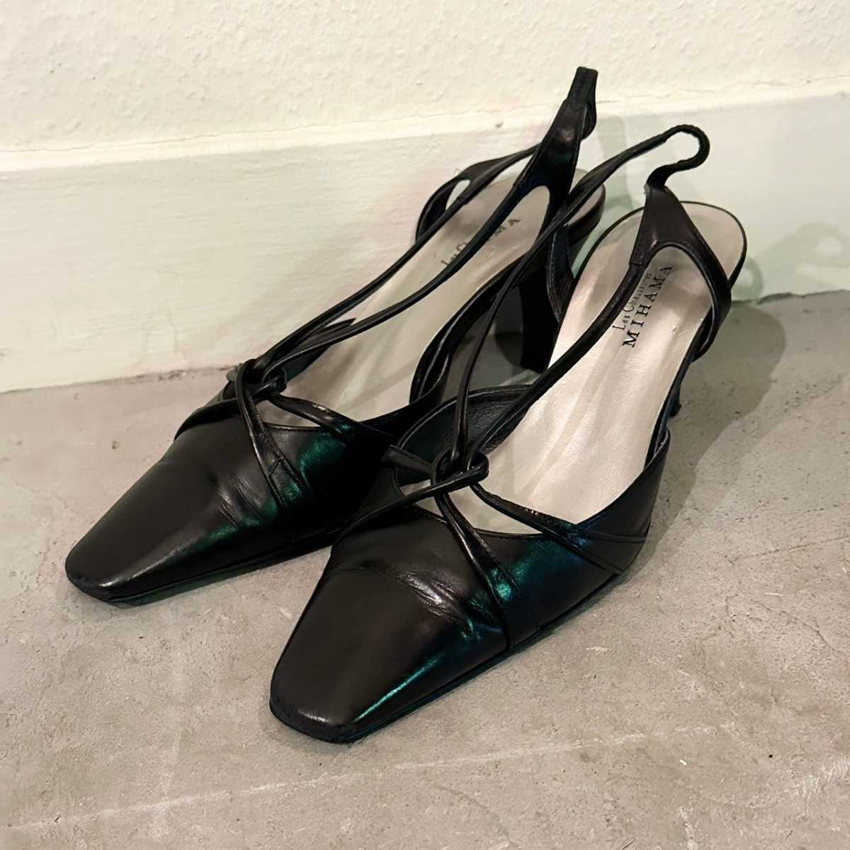 Les Chaussures MIHAMA　ミハマ　パンプス　スクエアトゥ　ヒール　ブラック　黒　/Y680_画像1