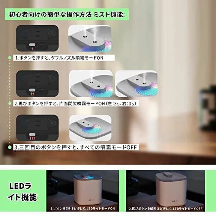 新品加湿器卓上3L大容量 加湿機アロマ超音波式タイマー静音乾燥花粉