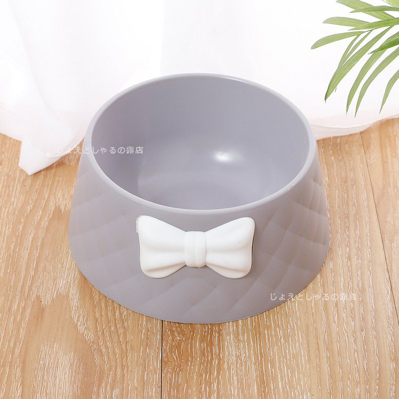 [ gray 1 point ]3D ribbon attaching cat dog for pets bait inserting hood bowl water inserting bait plate 