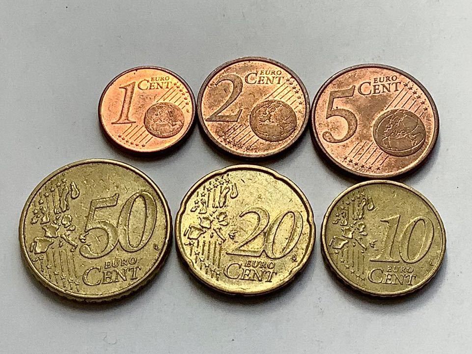 【希少品セール】ユーロコイン ドイツ 2002年 ミントマークF 50セント 20セント 10セント 5セント 2セント 1セント 各1枚ずつ 6枚まとめて_画像2