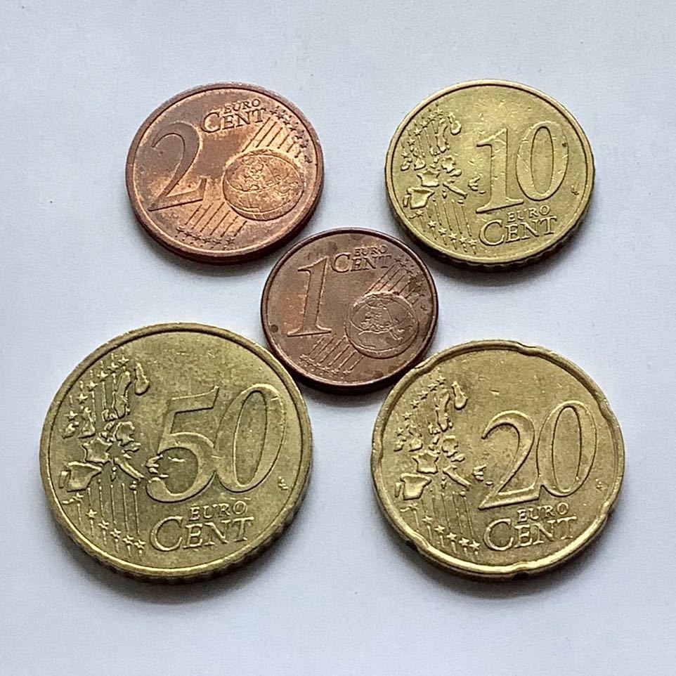 【希少品セール】ユーロコイン フランス 2001年 50セント 20セント 10セント 2セント 1セント 各1枚 5枚まとめての画像2