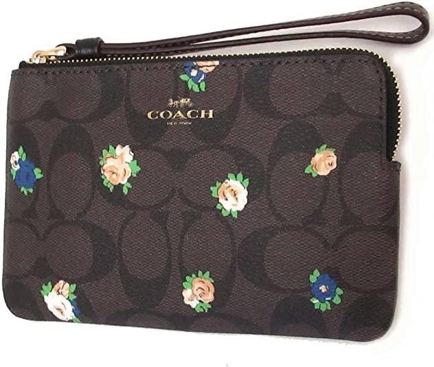 【新品】COACH コーチ　コーナージップリストレット ポーチ　DB花柄 アウトレット シグネチャー C7381 IMOSN 