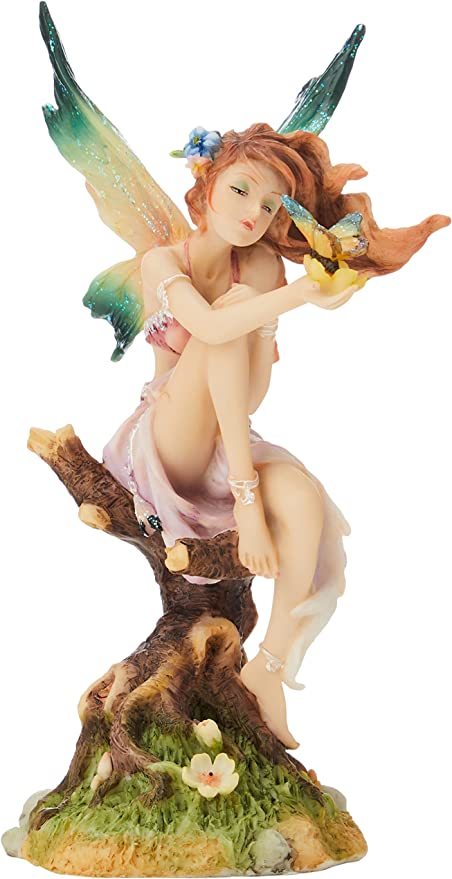 お手軽価格で贈りやすい 蝶の妖精（フェアリー）のキス彫像 アート置物